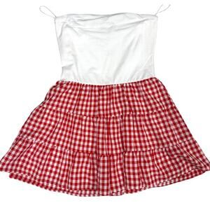 NWT Thirty Thirty LA Gingham Tiered Strapless Sundress Cottagecore Dress L